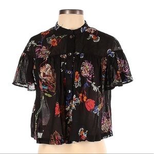 Free People Floral Flowy Button Down
